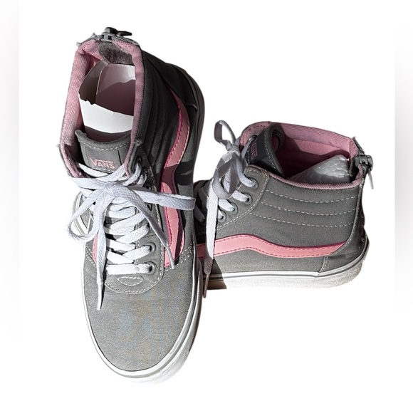 Vans Other - Girls Vans High Top shoes sneakers sz 1 Barbie core Pink Grey